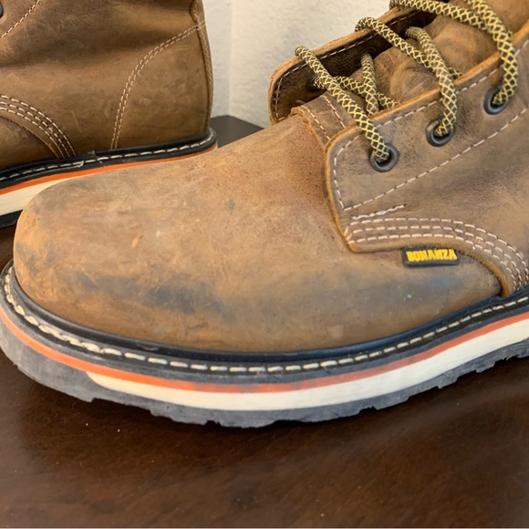 BONANZA Work Boot Crazy Brown Round Toe 6\